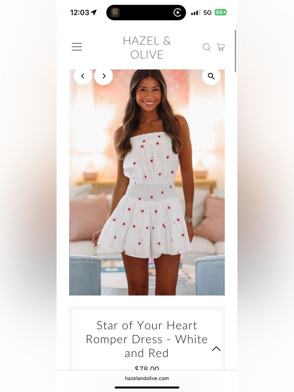 White Strapless Dress with Red Star Embroidery